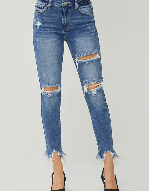 Load image into Gallery viewer, RISEN Distressed Frayed Hem Slim Jeans
