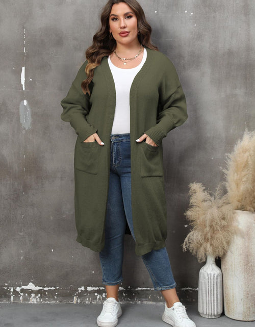 Load image into Gallery viewer, Plus Size Long Sleeve Pocketed Cardigan

