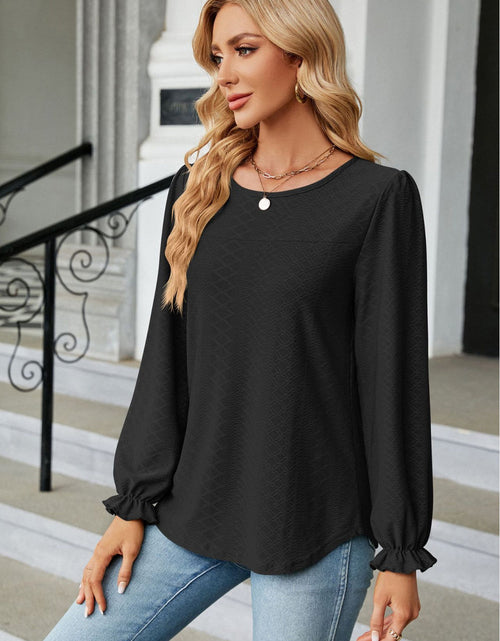 Load image into Gallery viewer, Round Neck Flounce Sleeve Blouse
