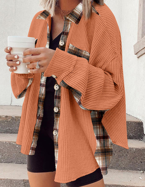Load image into Gallery viewer, Plaid Button Down Collared Jacket
