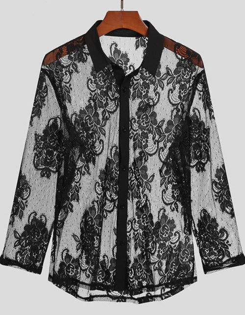 Load image into Gallery viewer, Men's Lace Button Down Long Sleeve Shirt
