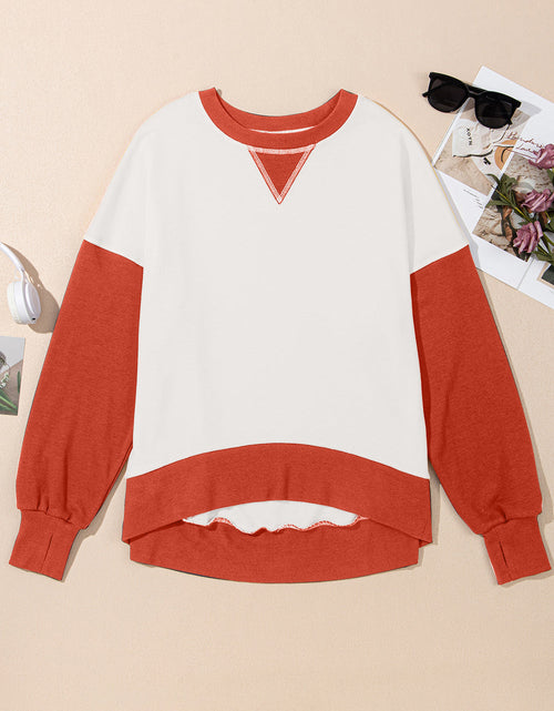 Load image into Gallery viewer, Contrast Round Neck Long Sleeve Sweatshirt
