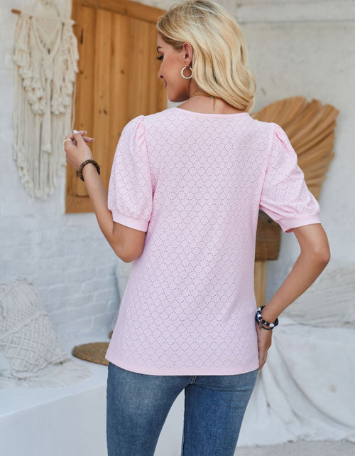 Load image into Gallery viewer, Eyelet Asymmetrical Neck Short Sleeve T-Shirt
