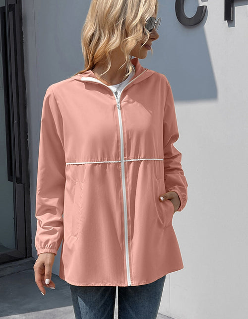Load image into Gallery viewer, Ivy Lane Zip Up Long Sleeve Hooded Watertight Jacket
