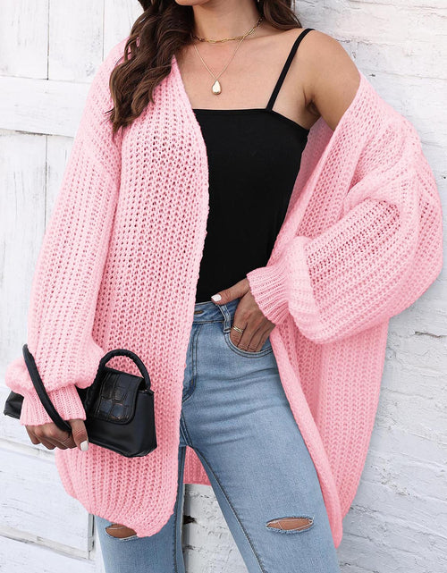 Load image into Gallery viewer, Open Front Dropped Shoulder Longline Cardigan

