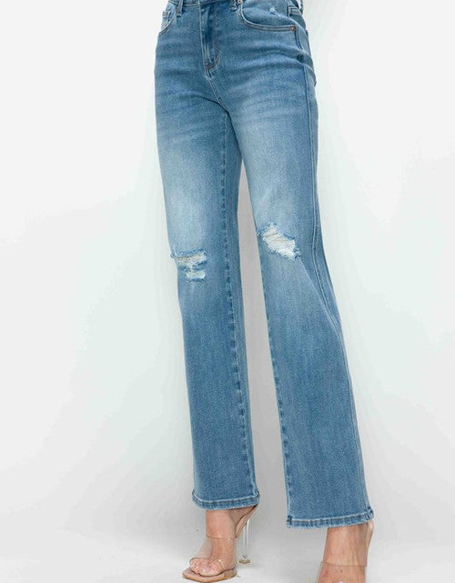 Load image into Gallery viewer, bytos Full Size Distressed High Rise Straight Jeans
