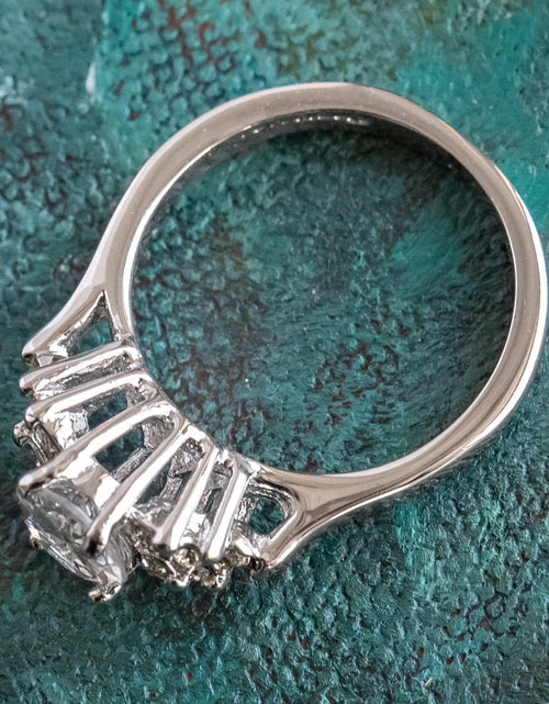 Load image into Gallery viewer, Vintage 1980's Cubic Zirconia Ring with Clear Austrian Crystals 18k Yellow Gold Electroplated by PVD Vintage Jewelry
