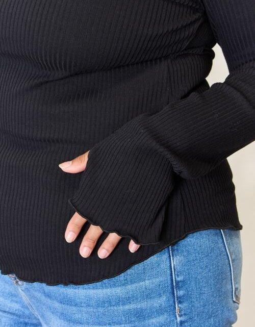 Load image into Gallery viewer, Culture Code Full Size Ribbed Round Neck Long Sleeve Top
