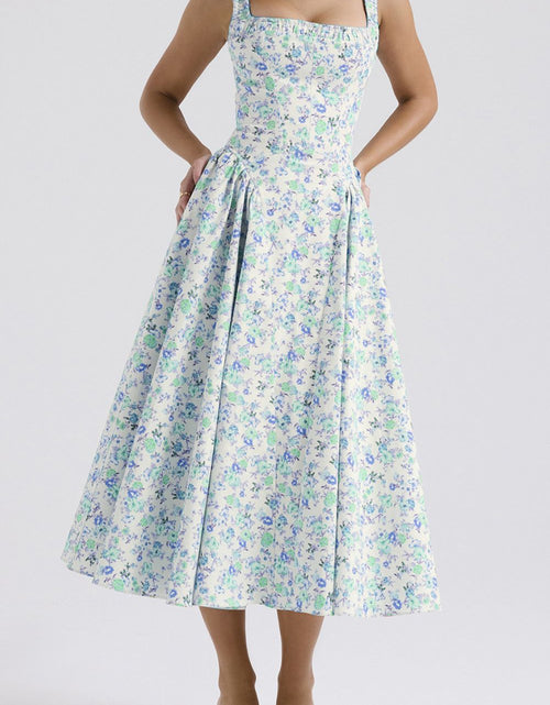 Load image into Gallery viewer, Floral Square Neck Wide Strap Midi Dress
