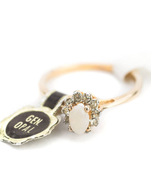 Load image into Gallery viewer, Vintage Genuine Opal or Austrian Crystal Ring 18k Yellow Gold Electroplated by PVD Vintage Jewelry
