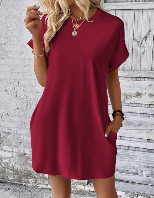 Load image into Gallery viewer, Round Neck Short Sleeve Mini Dress
