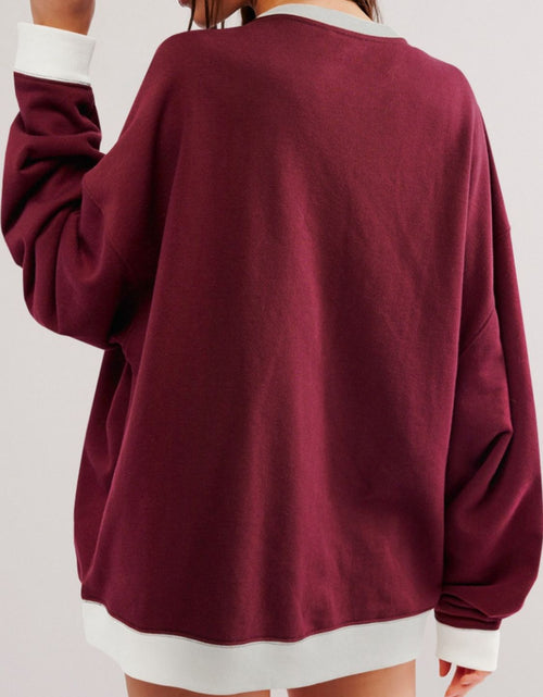 Load image into Gallery viewer, Contrast Dropped Shoulder Long Sleeve Sweatshirt
