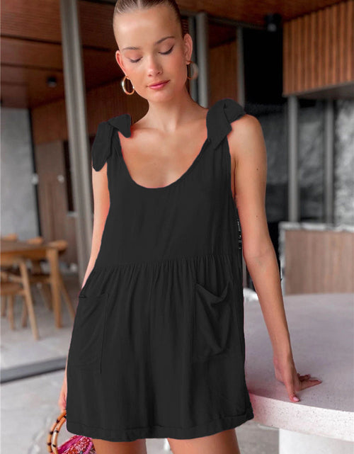 Load image into Gallery viewer, Full Size Scoop Neck Tie Shoulder Romper
