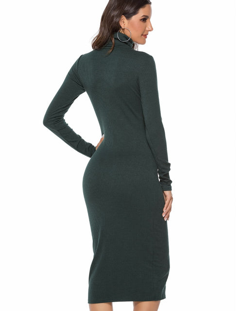 Load image into Gallery viewer, Ribbed Turtleneck Long Sleeve Dress
