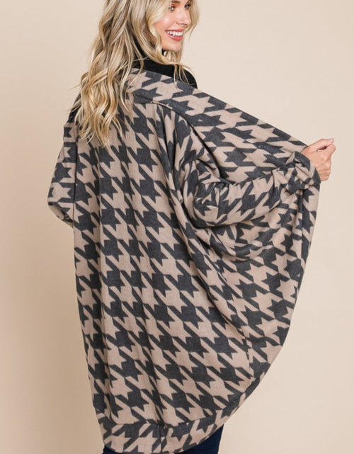 Load image into Gallery viewer, BOMBOM Houndstooth Open Front Cocoon Knit Cardigan
