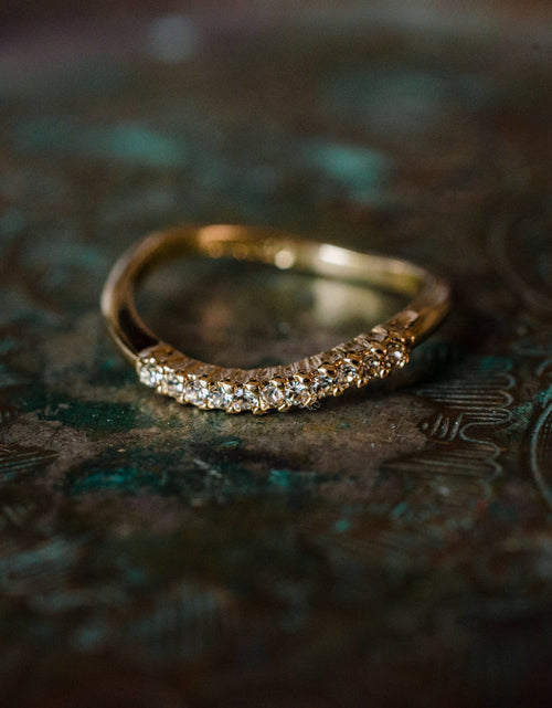 Load image into Gallery viewer, Vintage 1980's Curved Gold Band with Austrian Crystals Made in USA by PVD Vintage Jewelry
