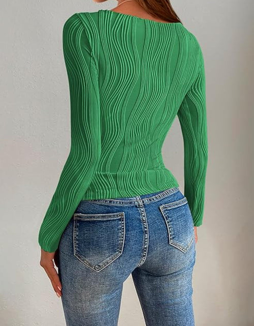 Load image into Gallery viewer, Textured Round Neck Long Sleeve Top
