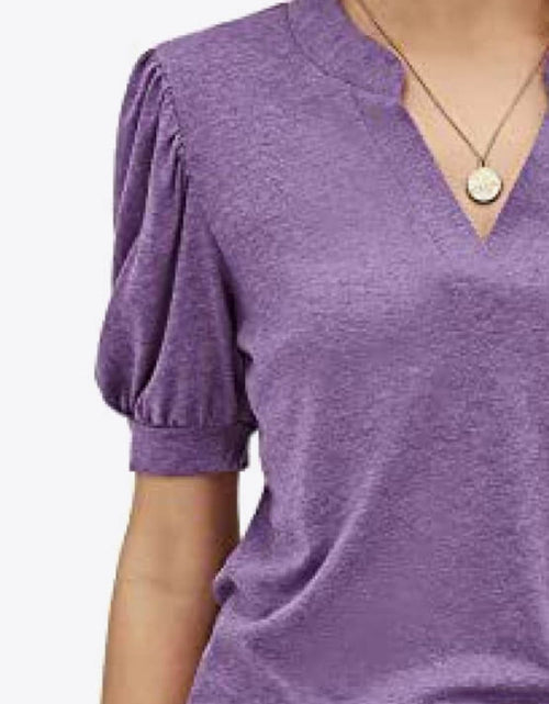 Load image into Gallery viewer, Notched Neck Puff Sleeve Tee
