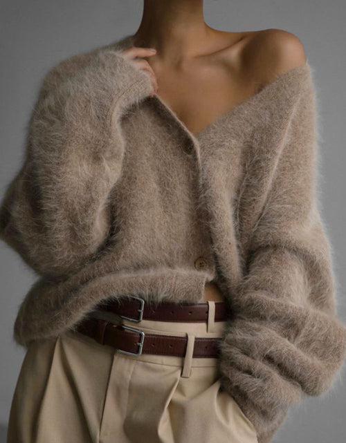 Load image into Gallery viewer, Fuzzy Button Down Long Sleeve Cardigan
