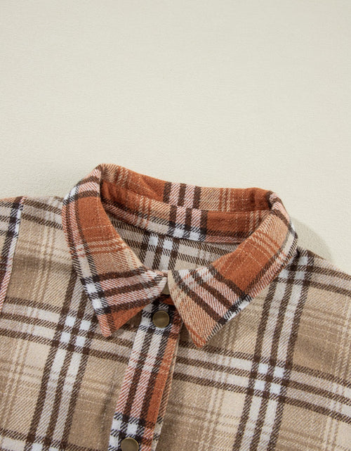 Load image into Gallery viewer, Plaid Snap Down Dropped Shoulder Shacket
