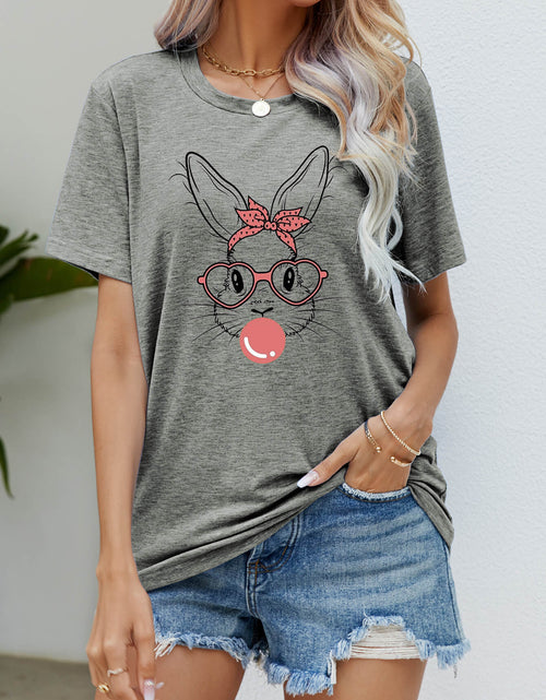 Load image into Gallery viewer, Easter Bunny Graphic Round Neck T-Shirt
