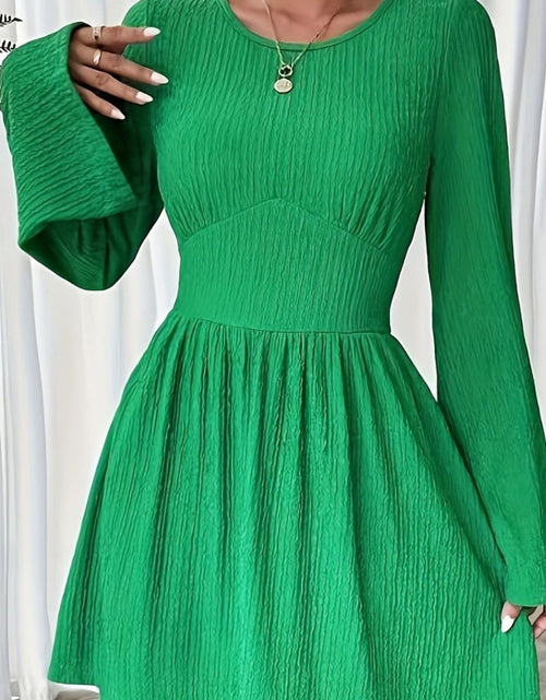 Load image into Gallery viewer, Round Neck Flare Sleeve Mini Dress
