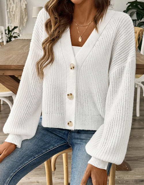 Load image into Gallery viewer, V-Neck Button Up Long Sleeve Cardigan

