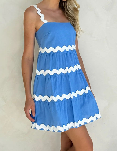 Load image into Gallery viewer, Contrast Trim Square Neck Tiered Dress
