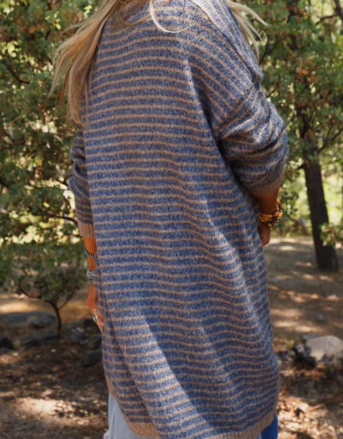 Load image into Gallery viewer, Open Front Long Sleeve Striped Cardigan
