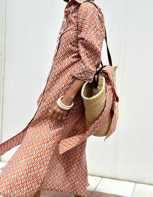 Load image into Gallery viewer, Tied Button Up Three-Quarter Sleeve Dress
