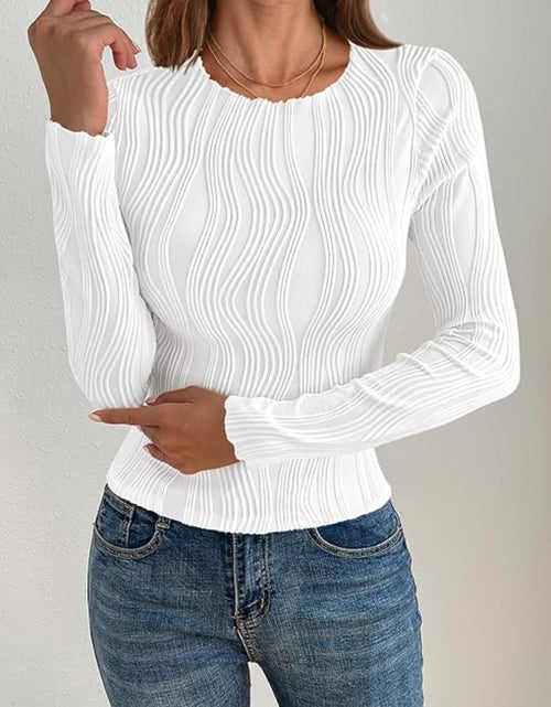 Load image into Gallery viewer, Textured Round Neck Long Sleeve Top
