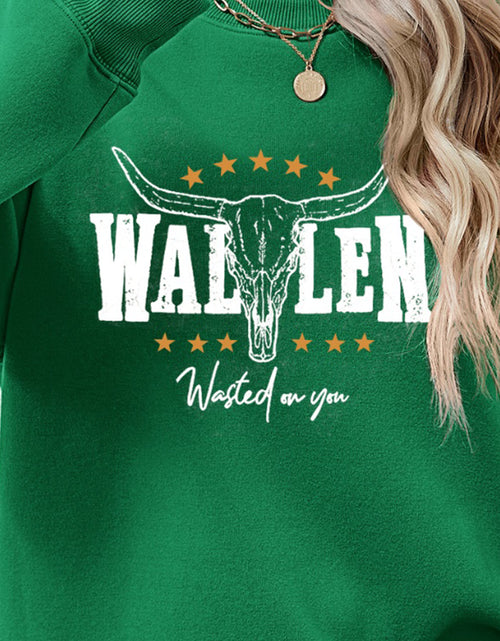 Load image into Gallery viewer, Graphic Round Neck Dropped Shoulder Sweatshirt
