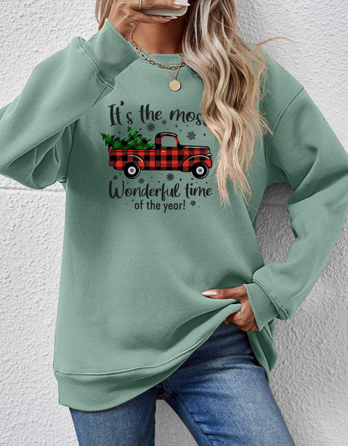 Load image into Gallery viewer, Graphic Round Neck Long Sleeve Sweatshirt
