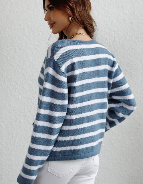 Load image into Gallery viewer, Striped Button Down Long Sleeve Cardigan
