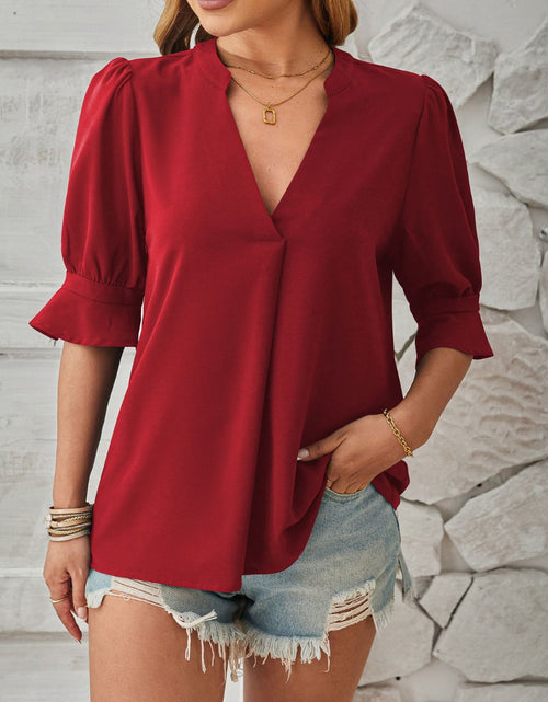 Load image into Gallery viewer, Notched Half Sleeve T-Shirt
