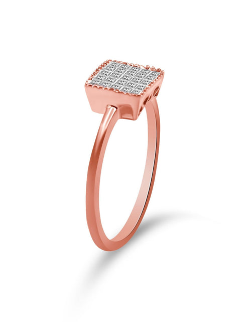 Load image into Gallery viewer, 10K Rose Gold 1/3 Cttw Invisible Set Princess Cut Diamond Composite Square Shape Ring for Women (H-I color, I1-I2 clarity) by Haus of Brilliance
