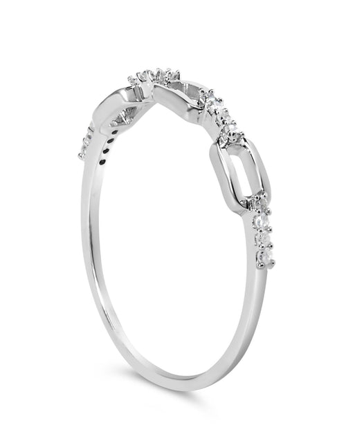 Load image into Gallery viewer, .925 Sterling Silver Diamond Accent Paperclip Band Ring (I-J Color, I2-I3 Clarity) by Haus of Brilliance
