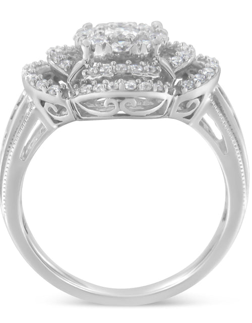 Load image into Gallery viewer, 14K White Gold 1.0 Cttw Round &amp; Baguette Cut Diamond Floral Cluster Quatrefoil Channel Set Band Cocktail Statement Ring (H-I Color, SI2-I1 Clarity) by Haus of Brilliance
