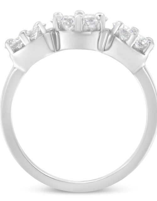 Load image into Gallery viewer, 14K White Gold 1-1/4 Cttw Brilliant Cut Diamond Three Round Floral Clusters Engagement or Fashion Ring (H-I Color, SI2-I1 Clarity) by Haus of Brilliance
