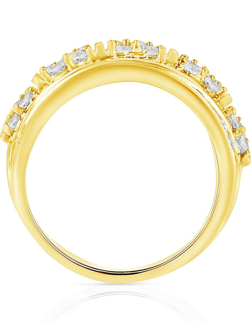 Load image into Gallery viewer, .925 Sterling Silver 2.0 Cttw Round &amp; Baguette Cut Diamond Multi-Row Channel Set Tapered Cocktail Fashion Ring (I-J Color, I3 Clarity) by Haus of Brilliance
