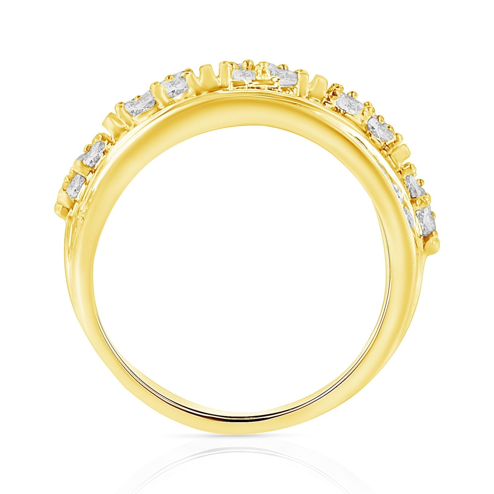 .925 Sterling Silver 2.0 Cttw Round & Baguette Cut Diamond Multi-Row Channel Set Tapered Cocktail Fashion Ring (I-J Color, I3 Clarity) by Haus of Brilliance