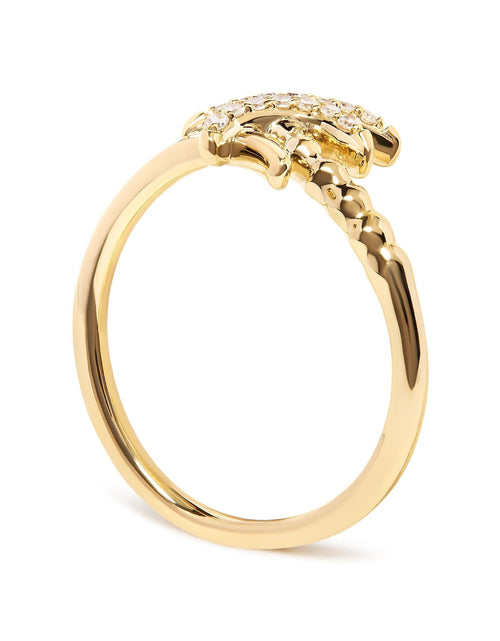 Load image into Gallery viewer, 10K Yellow Gold 1/10 Cttw Diamond  Palm Tree Statement Ring (H-I Color, I1-I2 Clarity) by Infinite Jewels
