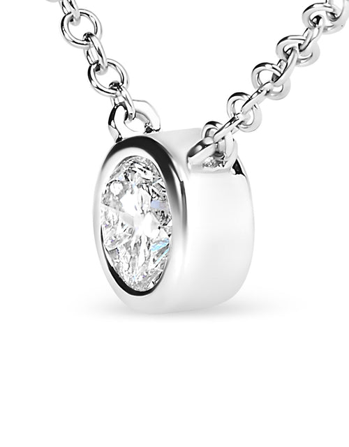 Load image into Gallery viewer, 14K Gold Lab Grown Diamond Modern Bezel-Set Solitaire 16"-18" Pendant Necklace (F-G Color, VS2-SI1 Clarity) by Haus of Brilliance
