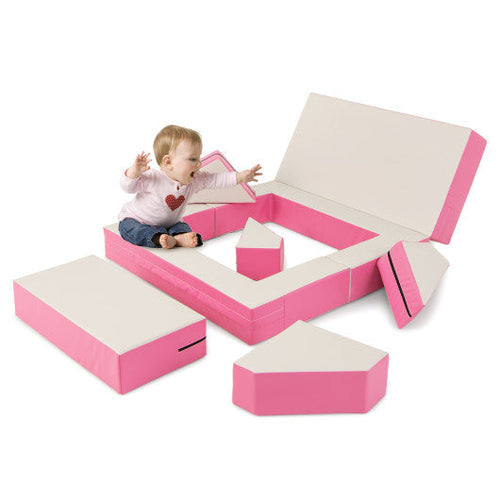 Load image into Gallery viewer, 8-Piece 4-in-1 Kids Climb and Crawl Foam Playset-Pink
