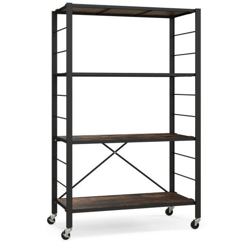 Load image into Gallery viewer, 4-tier Foldable Storage Shelf for Tool Room Kitchen Living Room-Black
