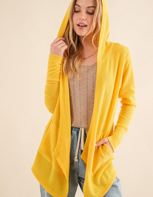 Load image into Gallery viewer, And The Why Full Size Thermal Hooded Open Front Cardigan with Pockets
