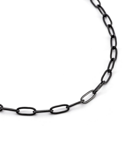 Load image into Gallery viewer, C400B B.Tiff Black 2 Clasps Oval Paperclip Link Chain Necklace by B.Tiff New York
