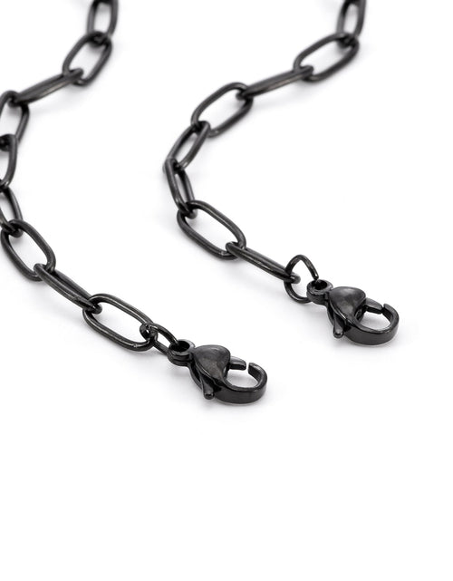 Load image into Gallery viewer, C400B B.Tiff Black 2 Clasps Oval Paperclip Link Chain Necklace by B.Tiff New York
