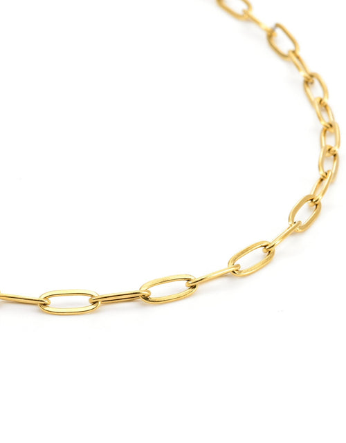 Load image into Gallery viewer, C400G B.Tiff Gold 2 Clasps Oval Paperclip Link Chain Necklace by B.Tiff New York
