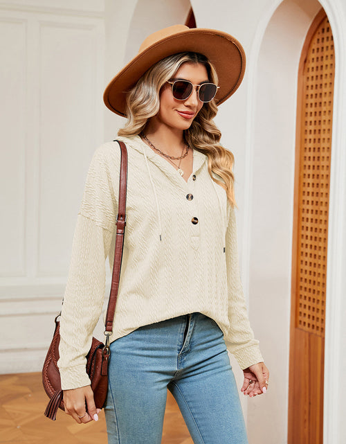 Load image into Gallery viewer, Half-Button Dropped Shoulder Hoodie
